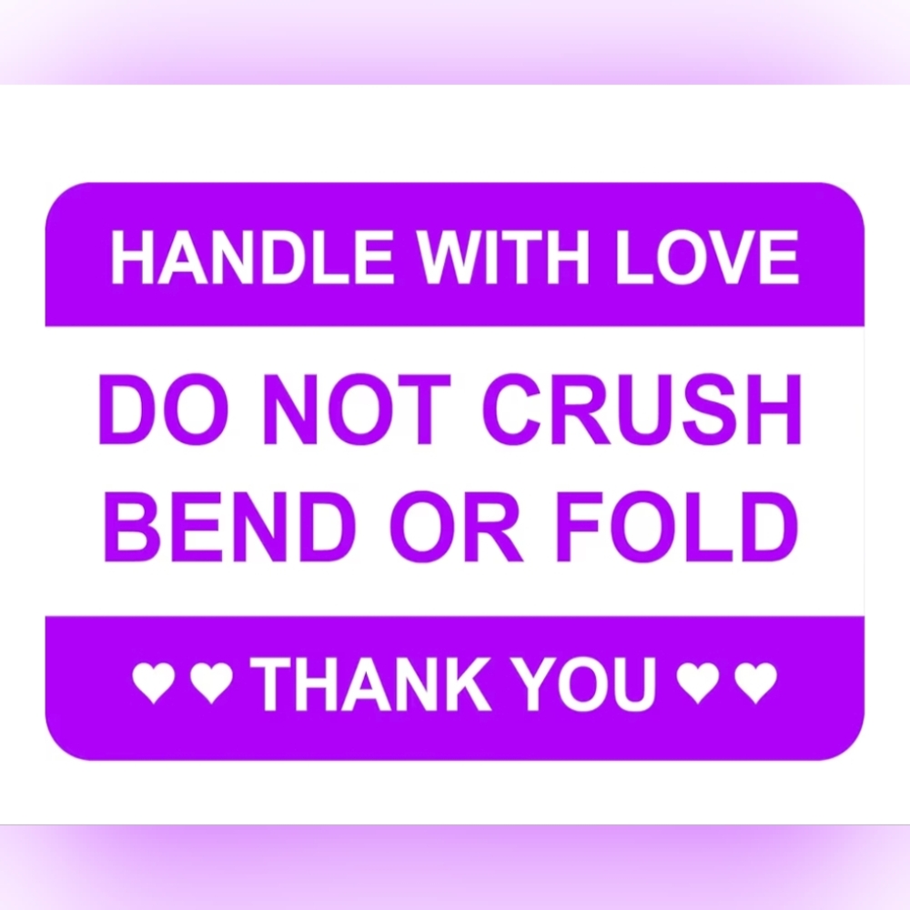 24 Do Not Crush Bend Or Fold Stickers Purple - Picture 1 of 2